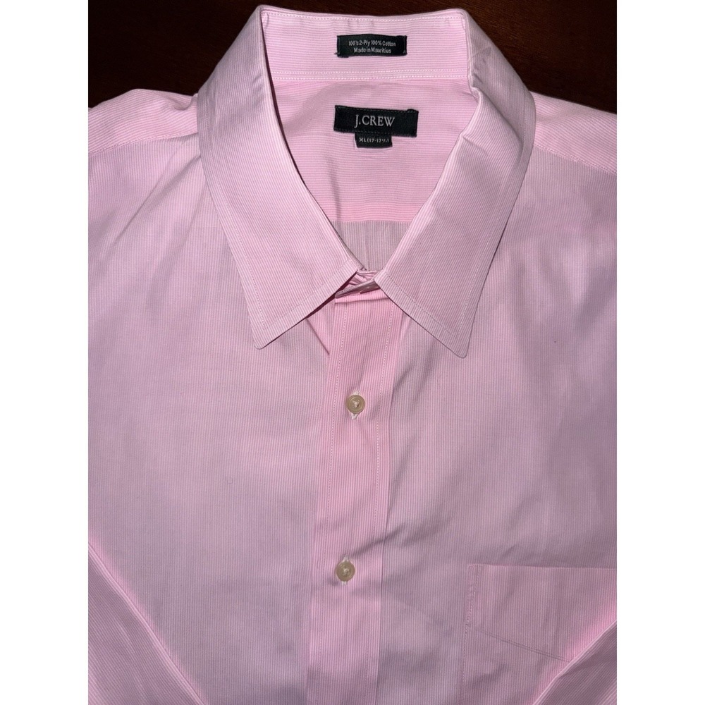 J Crew Pink Striped Dress Shirt Men Size XL  (17 36) Classic Fit Business Casual